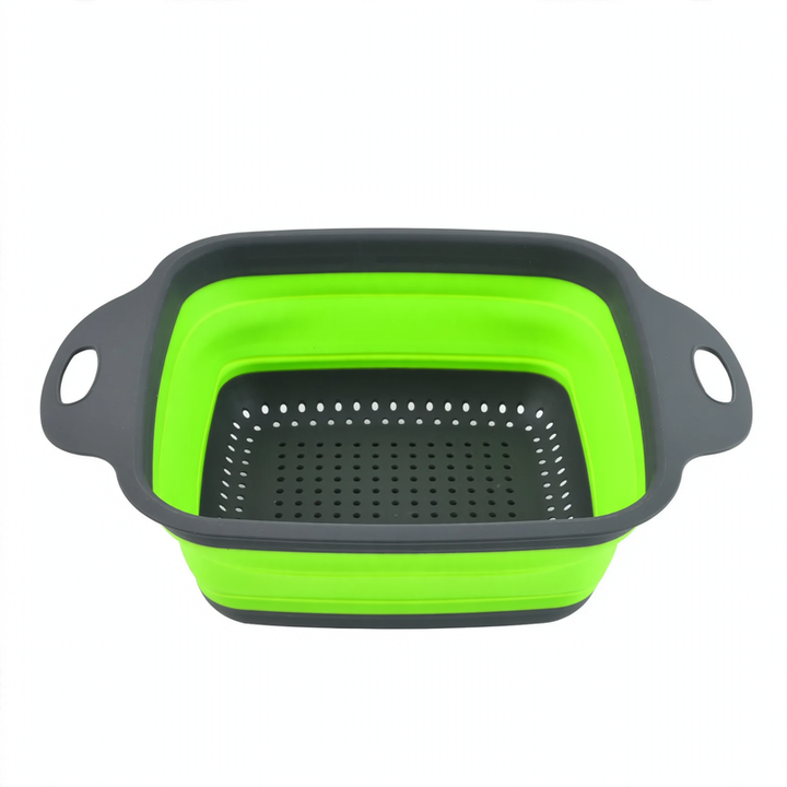 Folding vegetable bowl with strainer