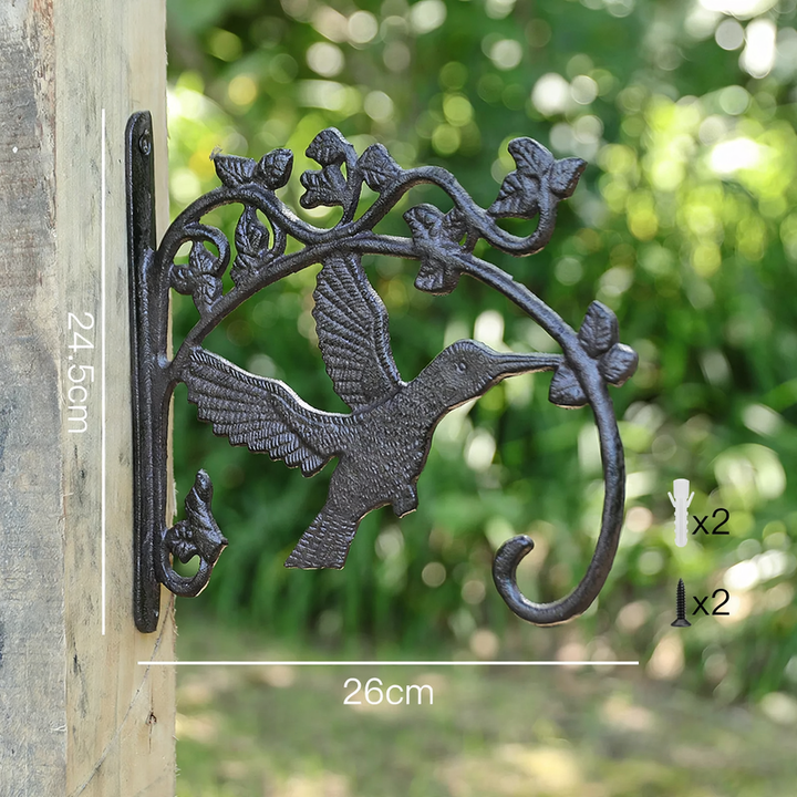 Cast iron wall hook with bird motif