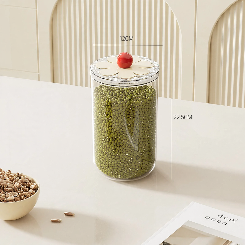 Plastic storage container with lid, transparent