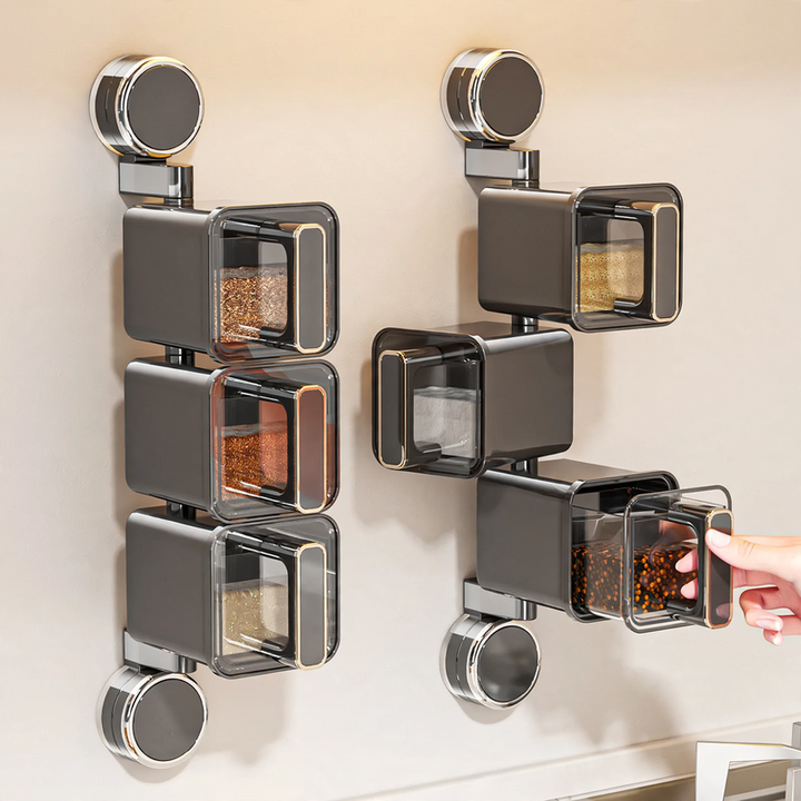 Rotatable spice box with suction cup