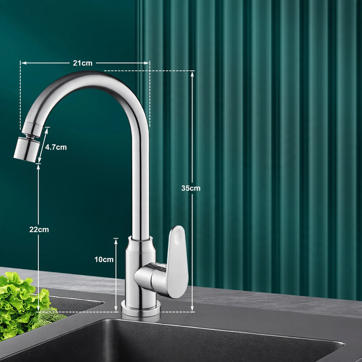Stainless steel kitchen faucet, swivel, cold and hot water