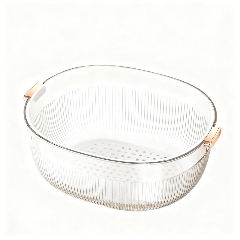 Kitchen sieve and fruit catching bowl, double-layered