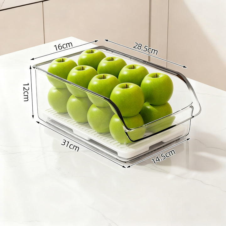 Refrigerator drawer made of PET with drain grid