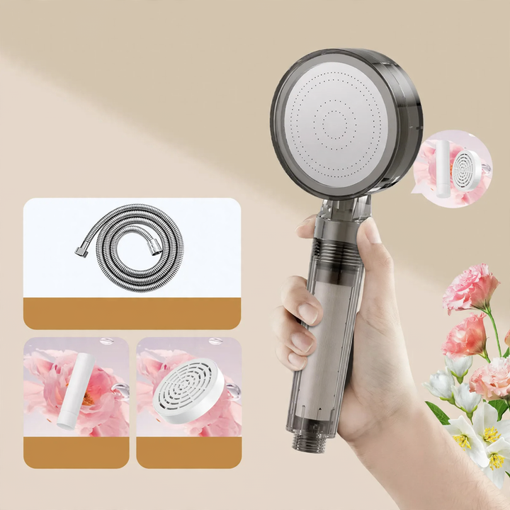 Shower head with filtration system and rain function