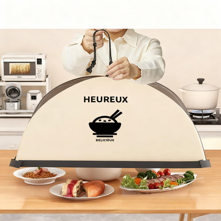 Foldable food cover made of mesh fabric