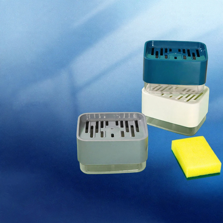 Soap dispenser with sponge and cleaning cloth