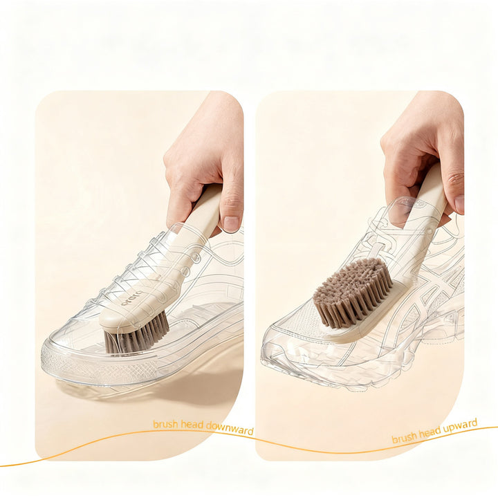 Shoe and laundry brush with soft bristles
