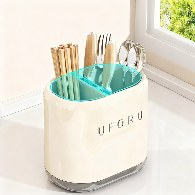 Chopstick and Cutlery Holder with Draining Tray