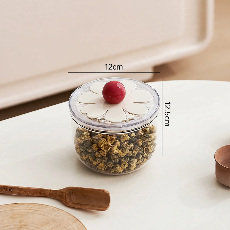 Plastic storage container, round, transparent