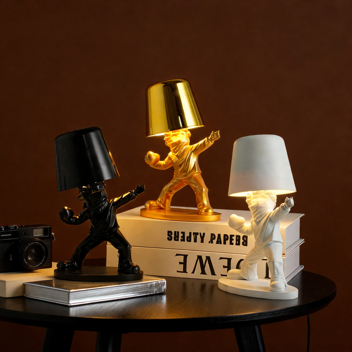 Modern table lamp with figure motif, three-color dimmable