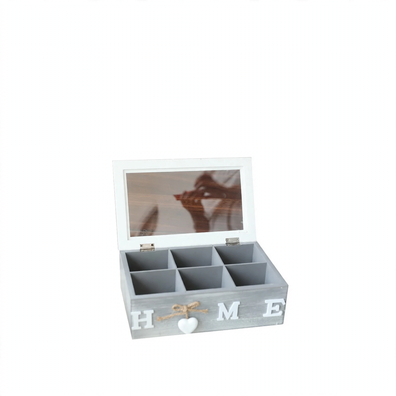 Wood storage box with compartments, modern design