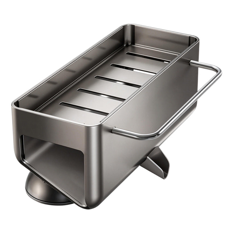 Kitchen shelf with draining grid, aluminum, suction cup