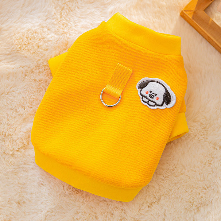Dog jacket, check pattern, with leash, cotton