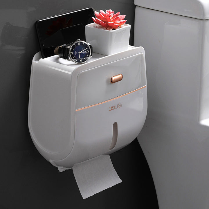 Wall-mounted paper towel holder with storage