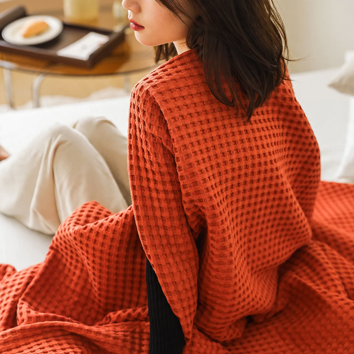 Cotton waffle piqué blanket, 100×150–200×230 cm