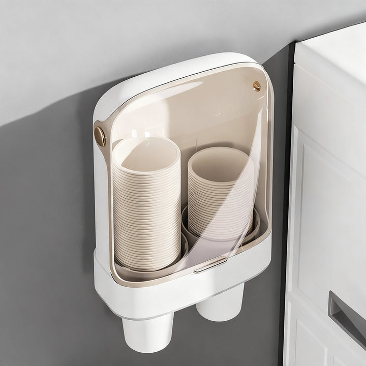 Wall holder for paper cups, self-adhesive