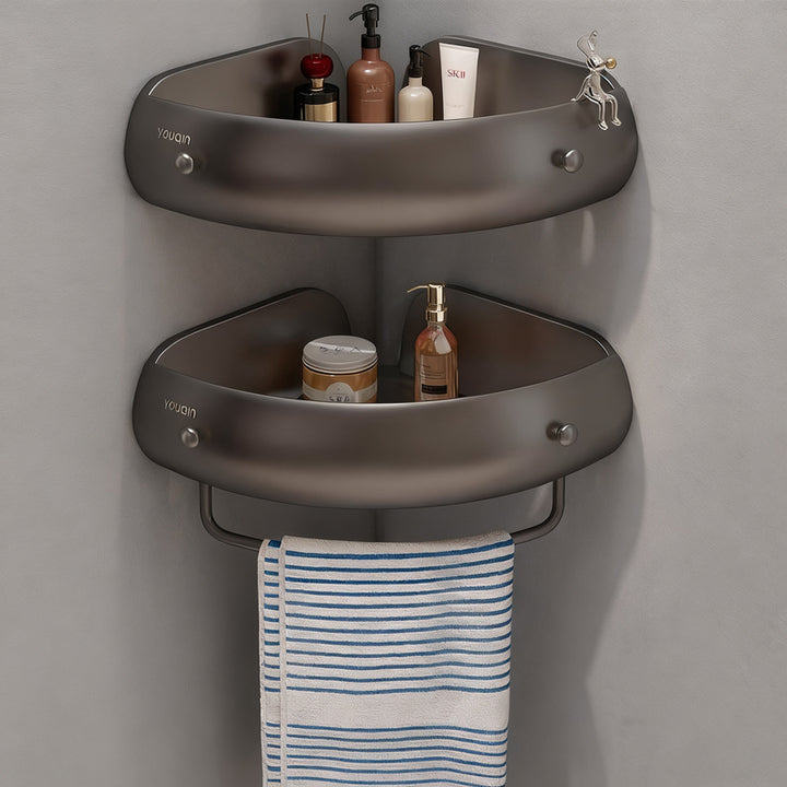 Wall shelf for bathroom, aluminum, triangular