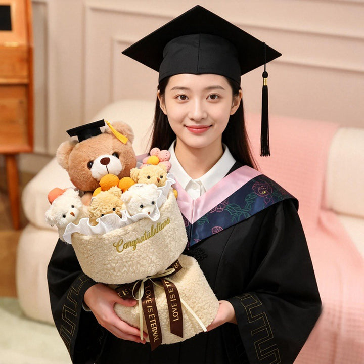 Plush teddy bear with bouquet, 45 cm