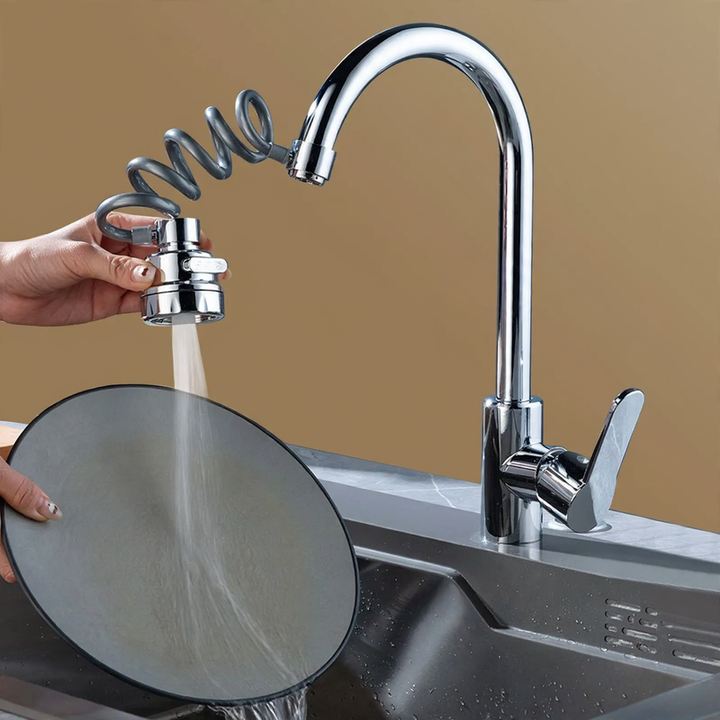 kitchen faucet attachment, extendable, with splash guard
