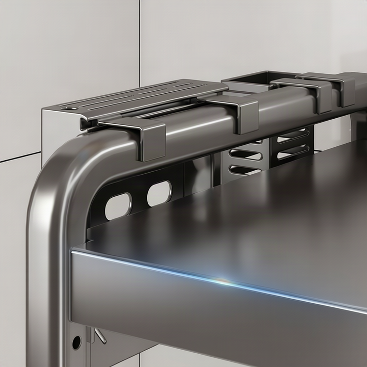 Expandable kitchen cart, steel frame, 2–3-layer