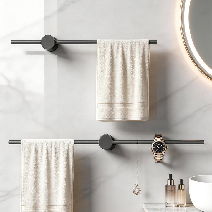 Retractable Aluminum Towel Bar, Gray