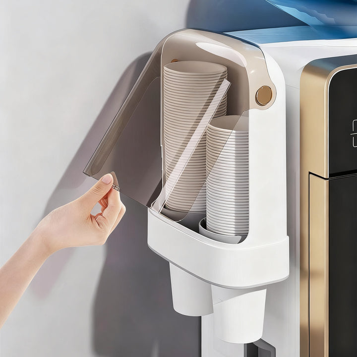 Wall holder for paper cups, self-adhesive