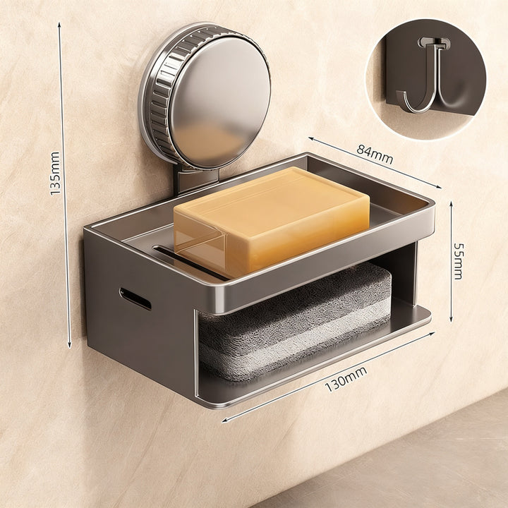 Soap dish with suction cup, wall mountable