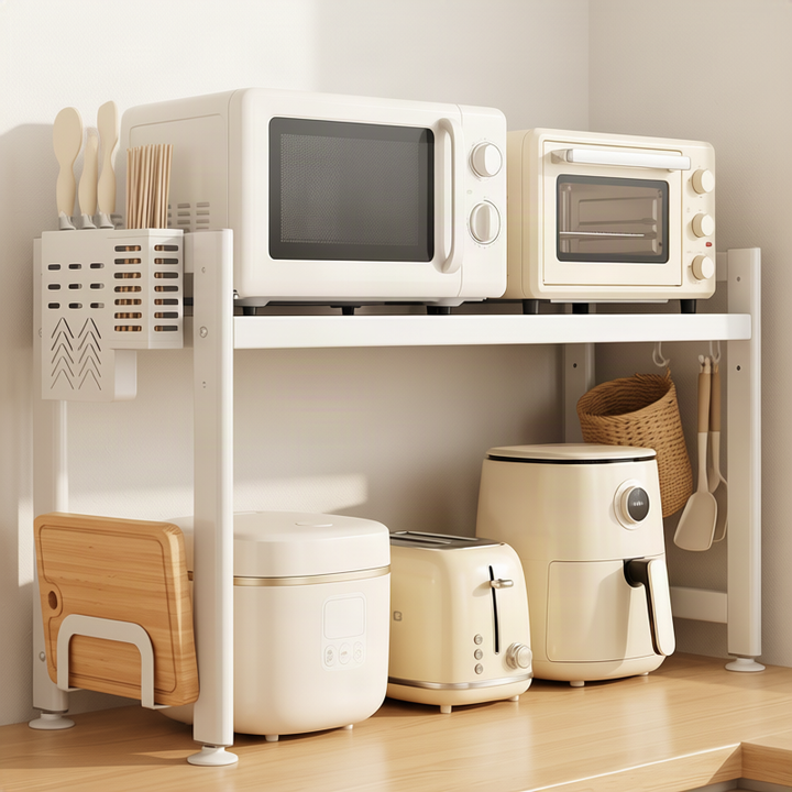 Adjustable kitchen shelf for appliances