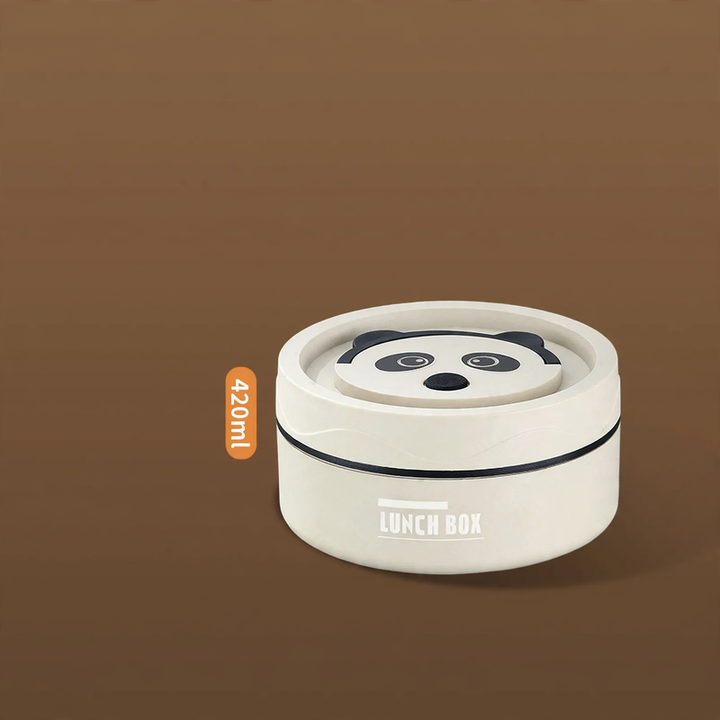 Stainless steel lunch box, round, 470–600 ml, with lid
