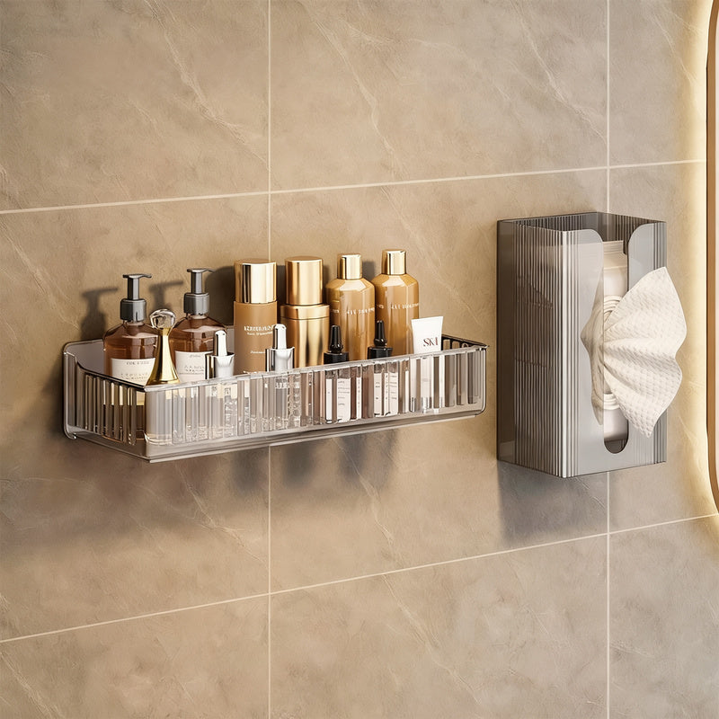 Acrylic wall shelf for bathroom, no drilling