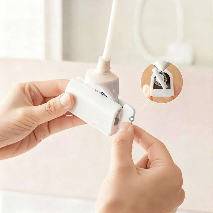Magnetic toothpaste squeezer with holder