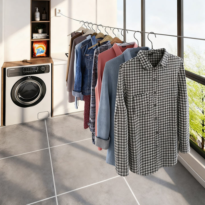 Retractable clothesline with steel cable