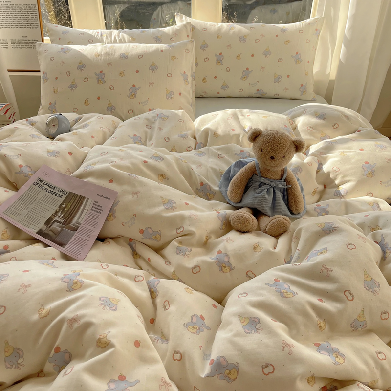 Cotton bedding set with double gauze, 4-piece