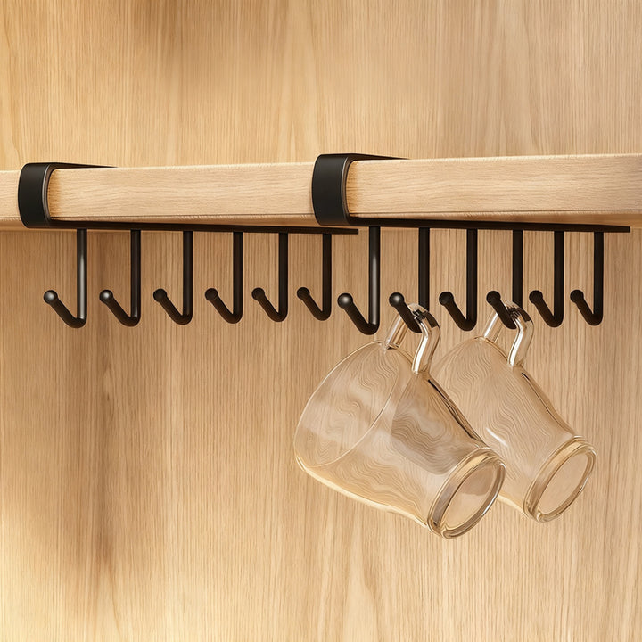 Kitchen hooks for under cabinets, 6-piece row