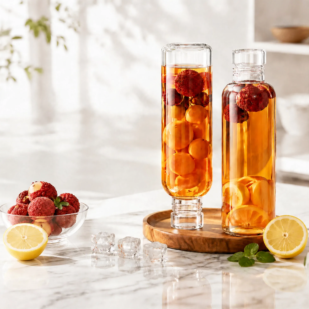 Borosilicate glass bottle for filling, transparent