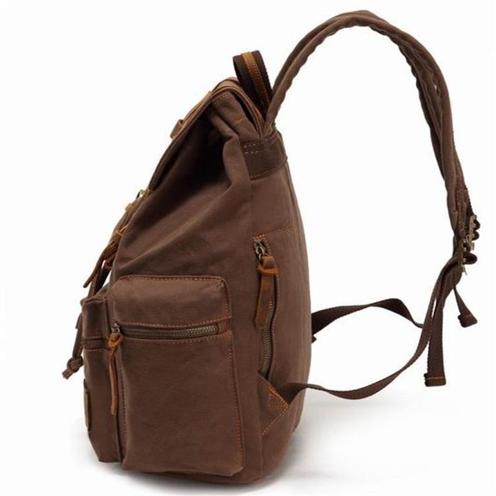 Linen backpack, 36–55 L, 15.6 inches, in vintage style