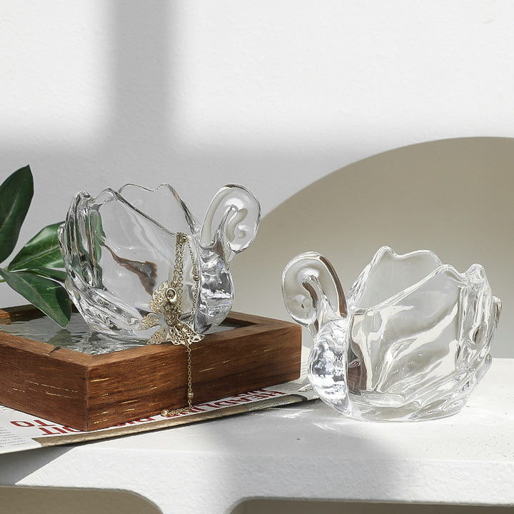 Schwan glass jar, transparent, jewelry and cosmetics