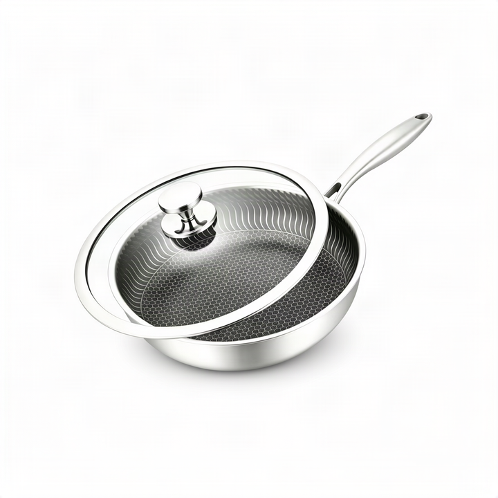 Stainless Steel Frying Pan with Glass Lid