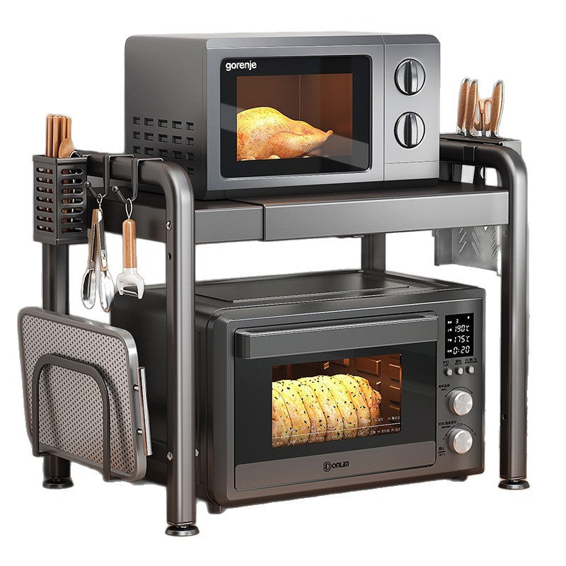 Microwave and kitchen appliance shelf, multi-tiered