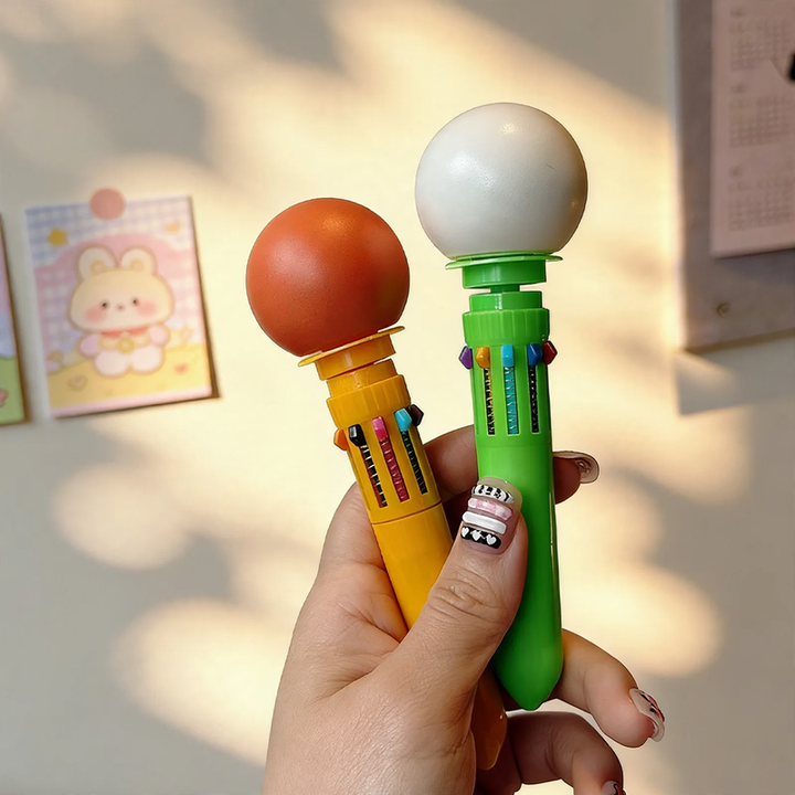 Multicolored ballpoint pen with macaron design