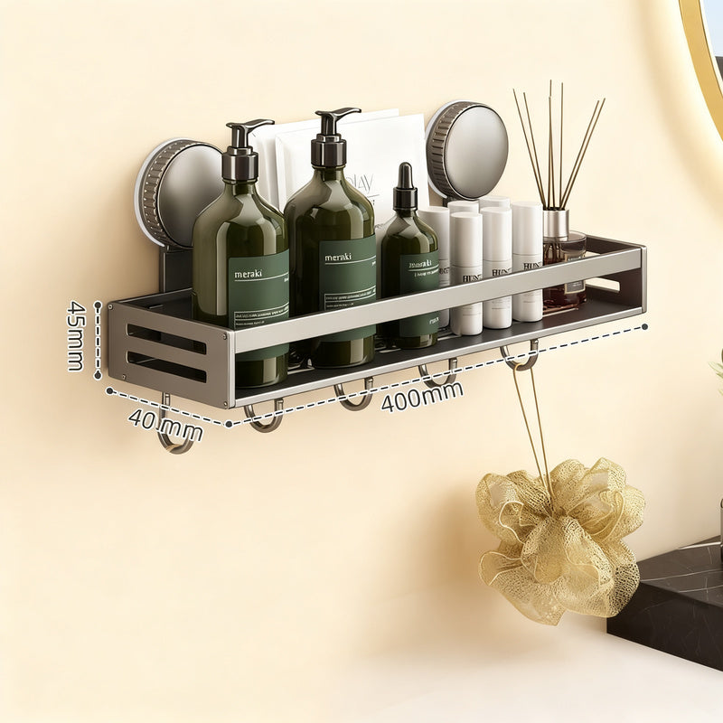 Bathroom corner basket with suction cup made of aluminum