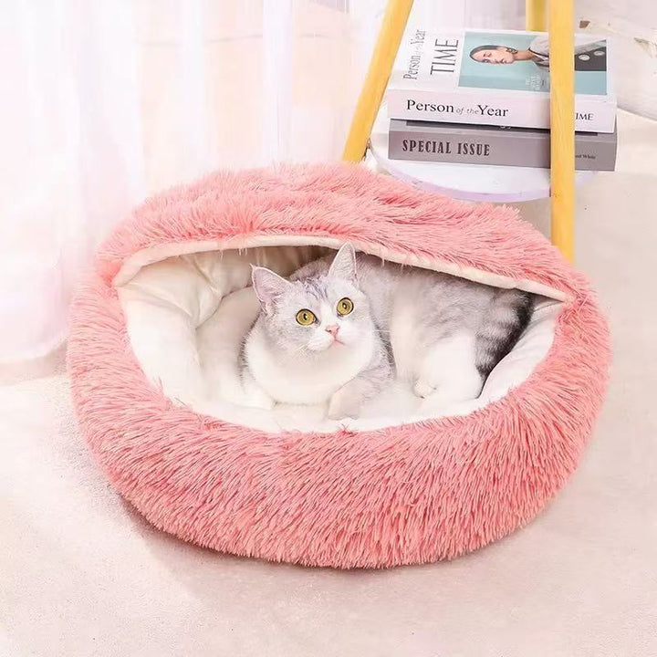 Fluffy cat bed, round, warming