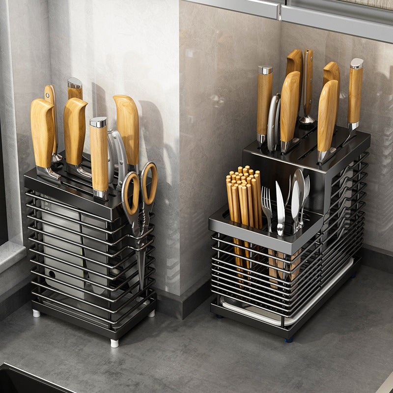 Knife holder and cutlery holder made of stainless steel