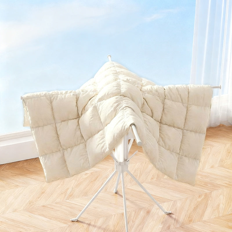 Folding laundry rack with 4 extendable rods