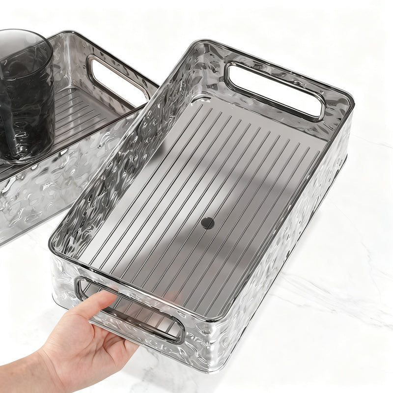 Transparent plastic storage box with ice pattern