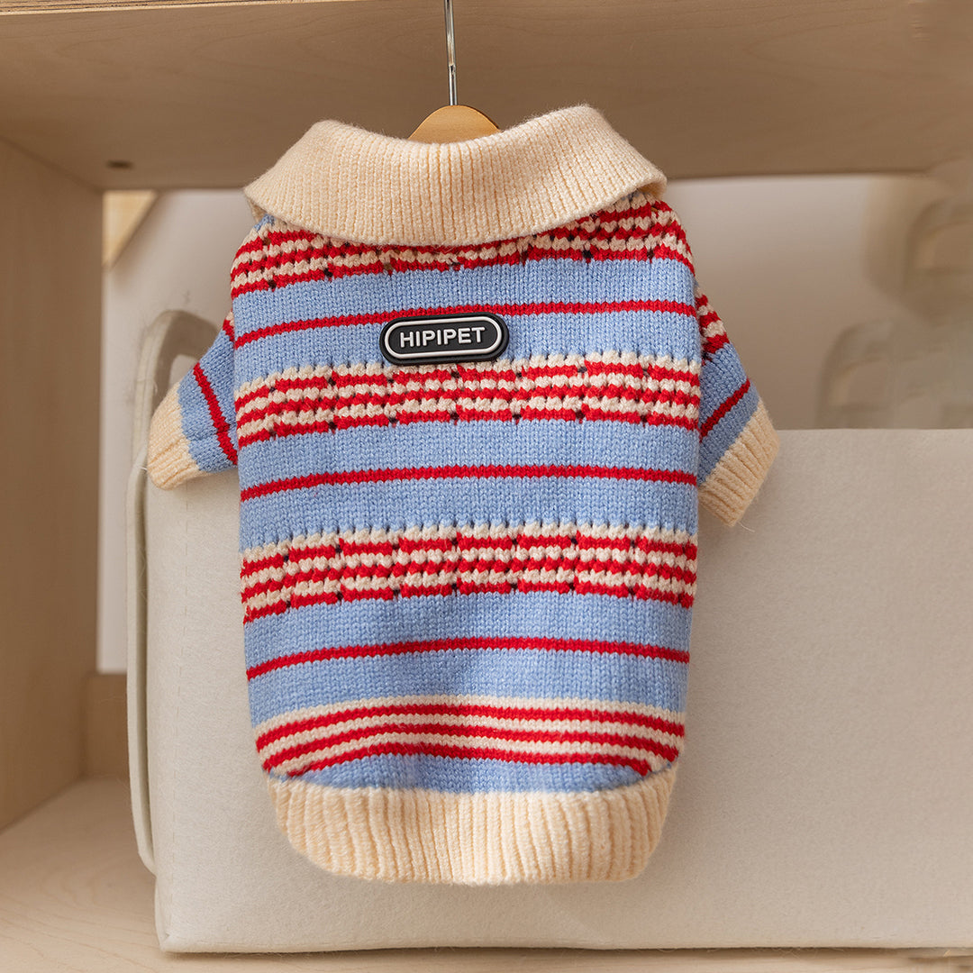 Striped cardigan for small dogs, autumn and winter