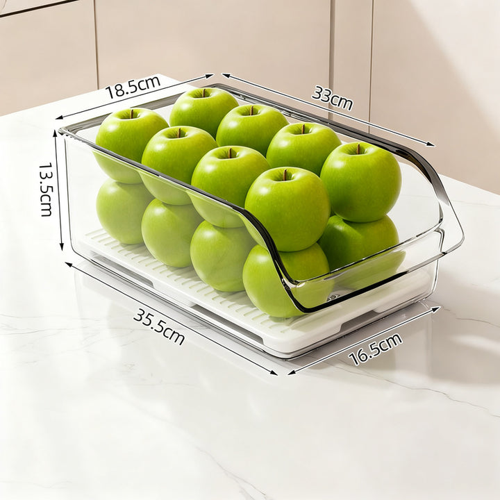 Refrigerator drawer made of PET with drain grid