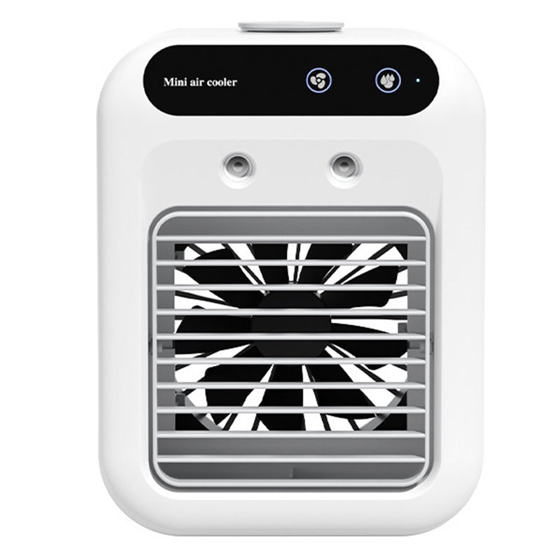 Portable table cooling fan with spray function