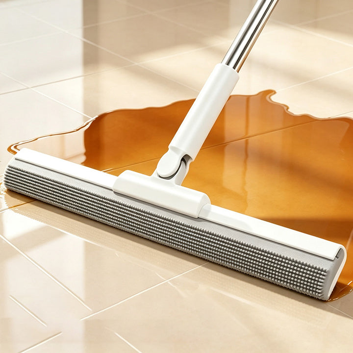 Silicone wiper broom with water squeegee