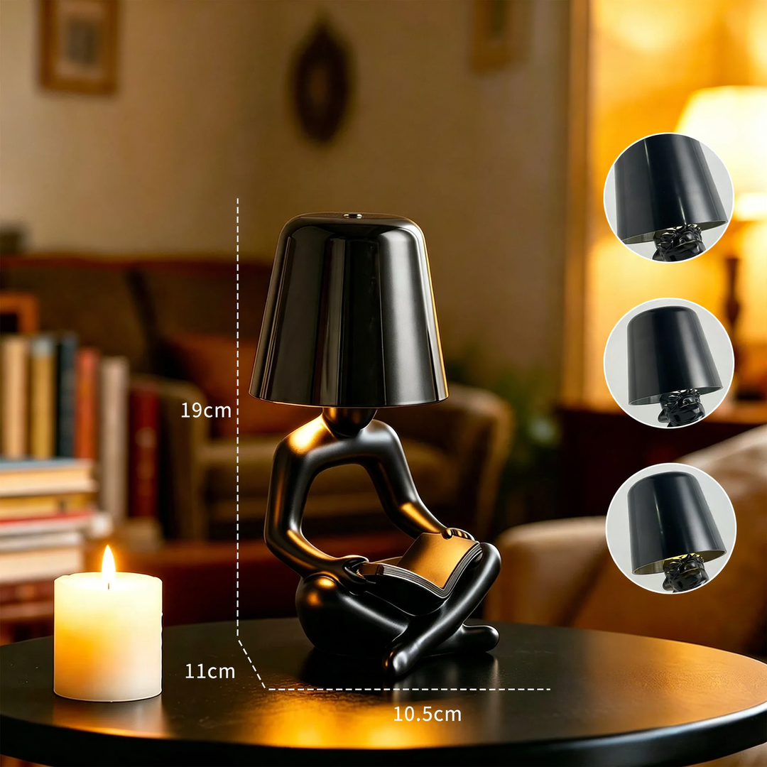 Abstract reader figure table lamp, multi-colored selectable